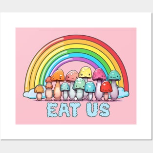 Psychedelic Mushrooms "Eat Us" Posters and Art